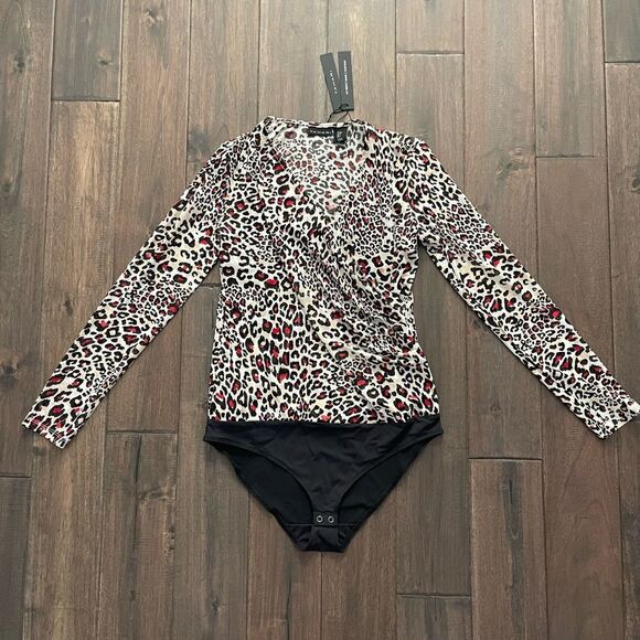 Tahari My Perfect Shape Animal Print Bodysuit S NWT - Picture 1 of 9